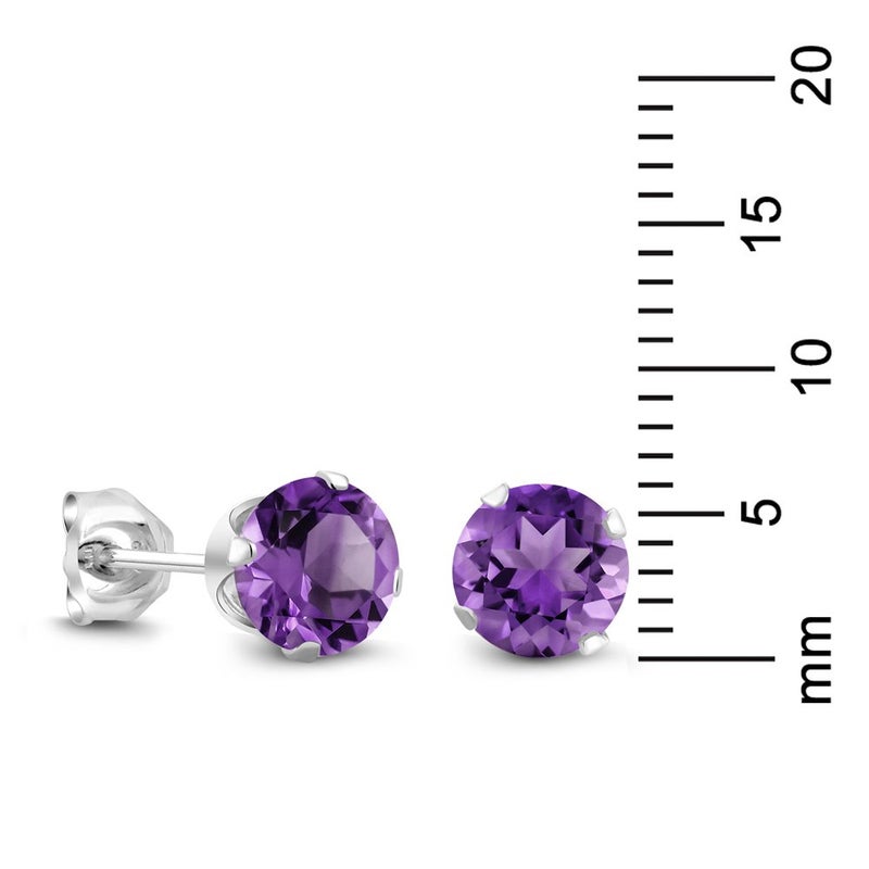 Gem Stone King 925 Sterling Silver Purple Amethyst Stud Earrings For Women Men (1.50 Carat Cttw, Round 6MM) - Image 5